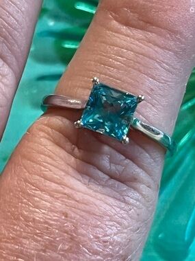 Chuck Clemency STS Sterling Silver 925 Princess Cut Blue Topaz Size 6 Ring